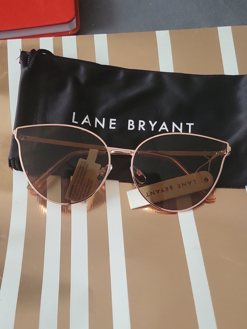 Lane Bryant  Goldtone Metal Frame Sunglasses with Brown Lenses